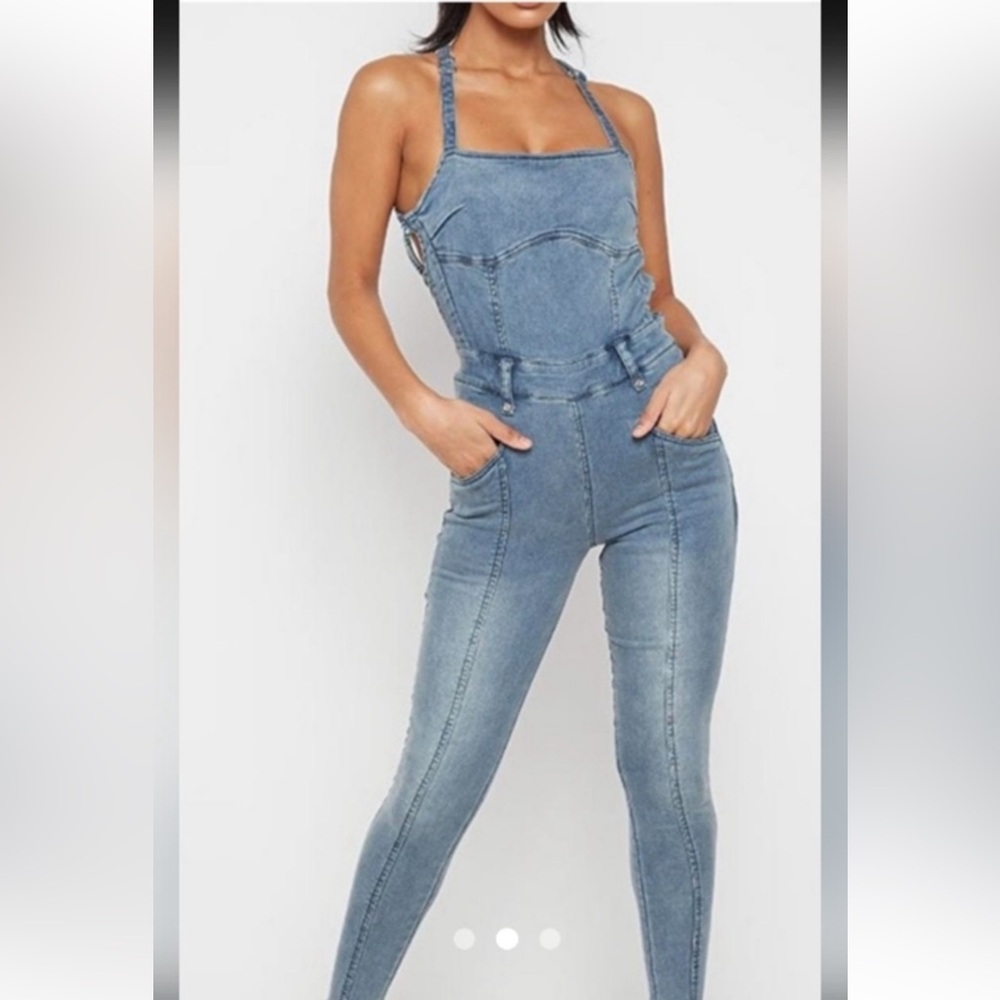 Maniere De Voir Denim Jumpsuit Size 4 - Picture 3 of 7